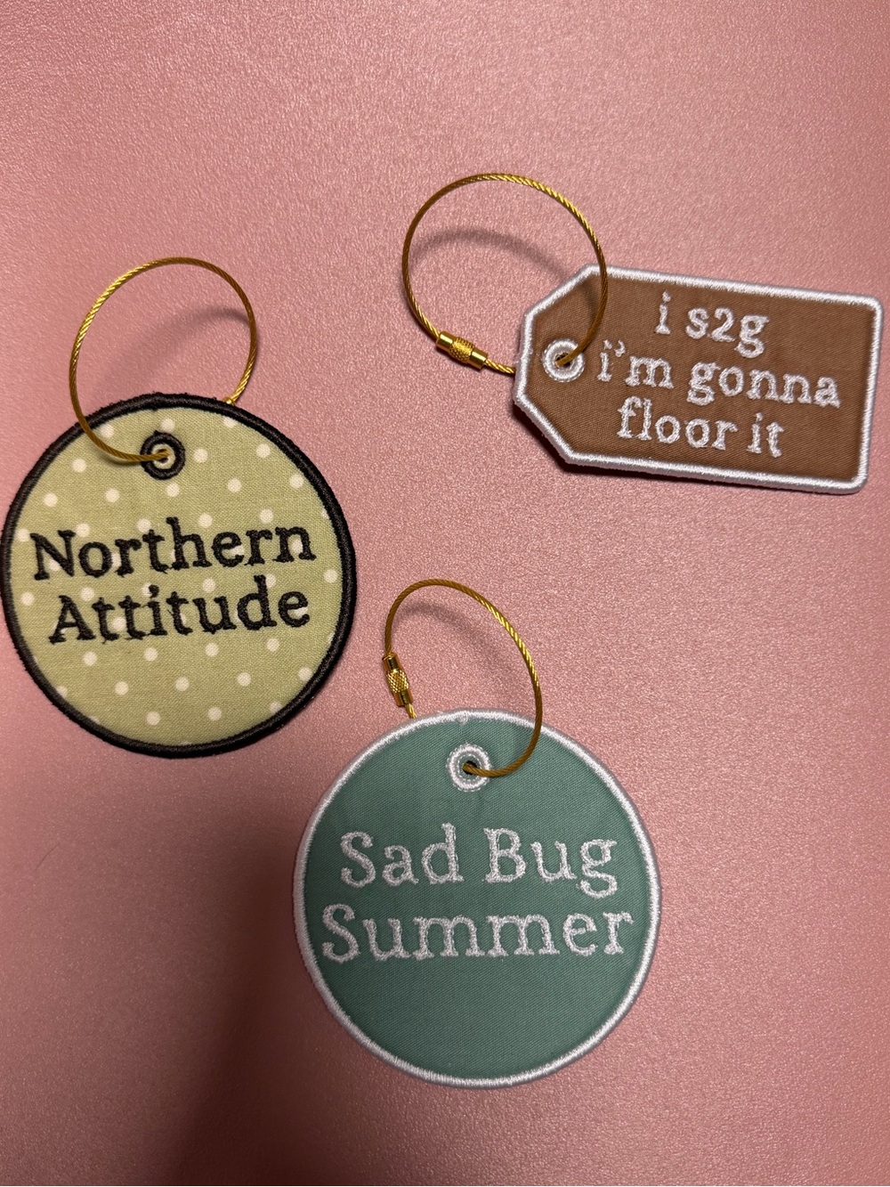 Noah Kahn inspired embroidered bag tags